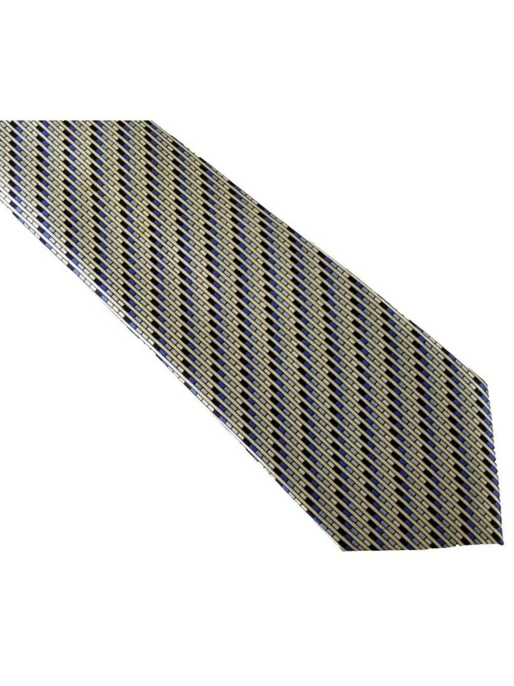 Robert Allan Tie Mens Geometric Ivory Blue Polyester Classic Width Short Necktie